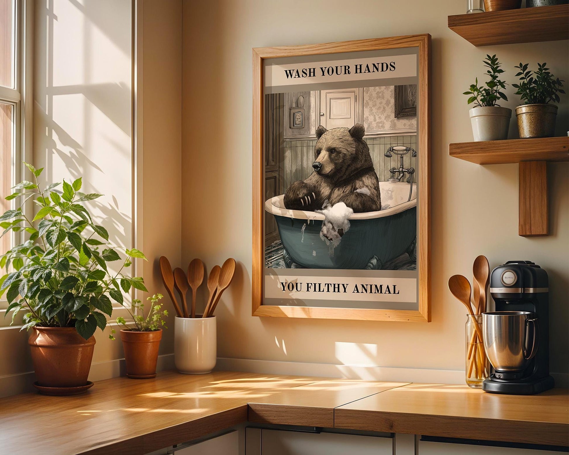 Bathroom Wall Art | Funny Bear Bathroom Decor