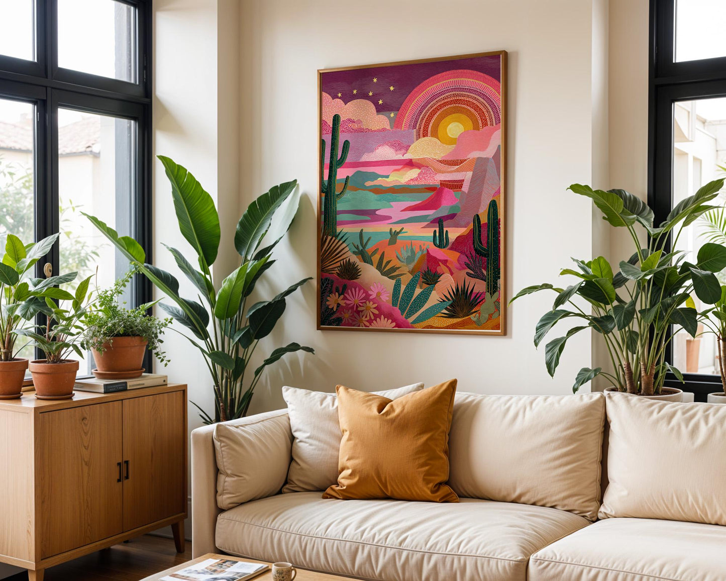 Maximalist Floral Wall Art | Abstract Boho Desert Landscape Print