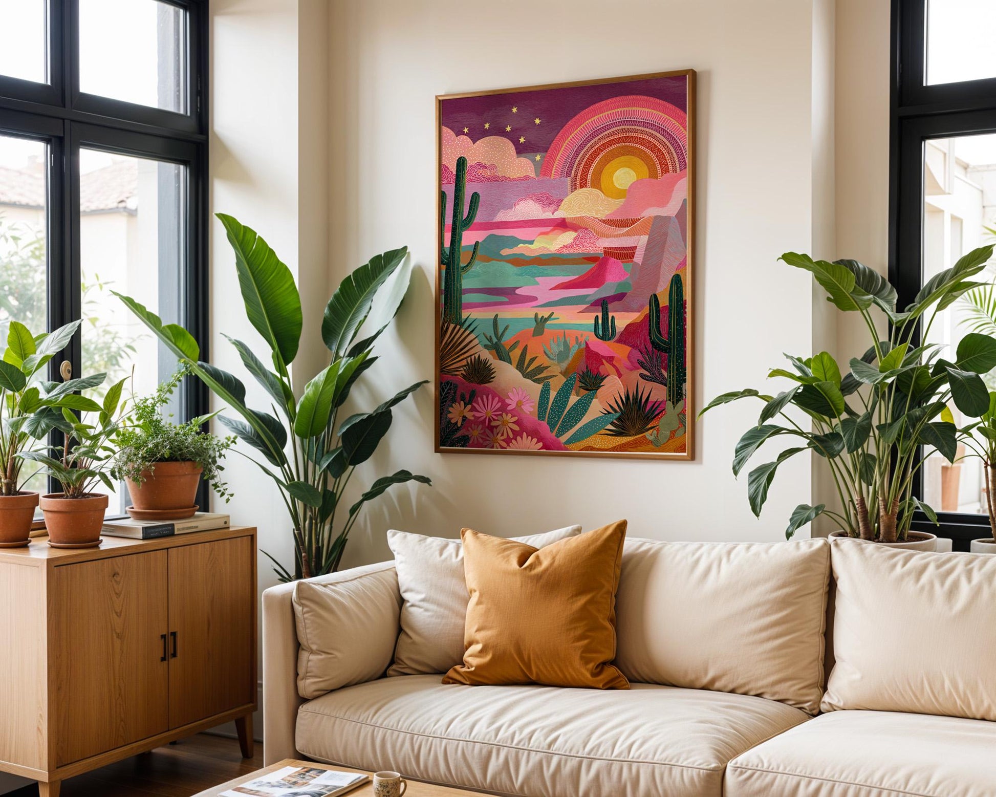 Maximalist Floral Wall Art | Abstract Boho Desert Landscape Print