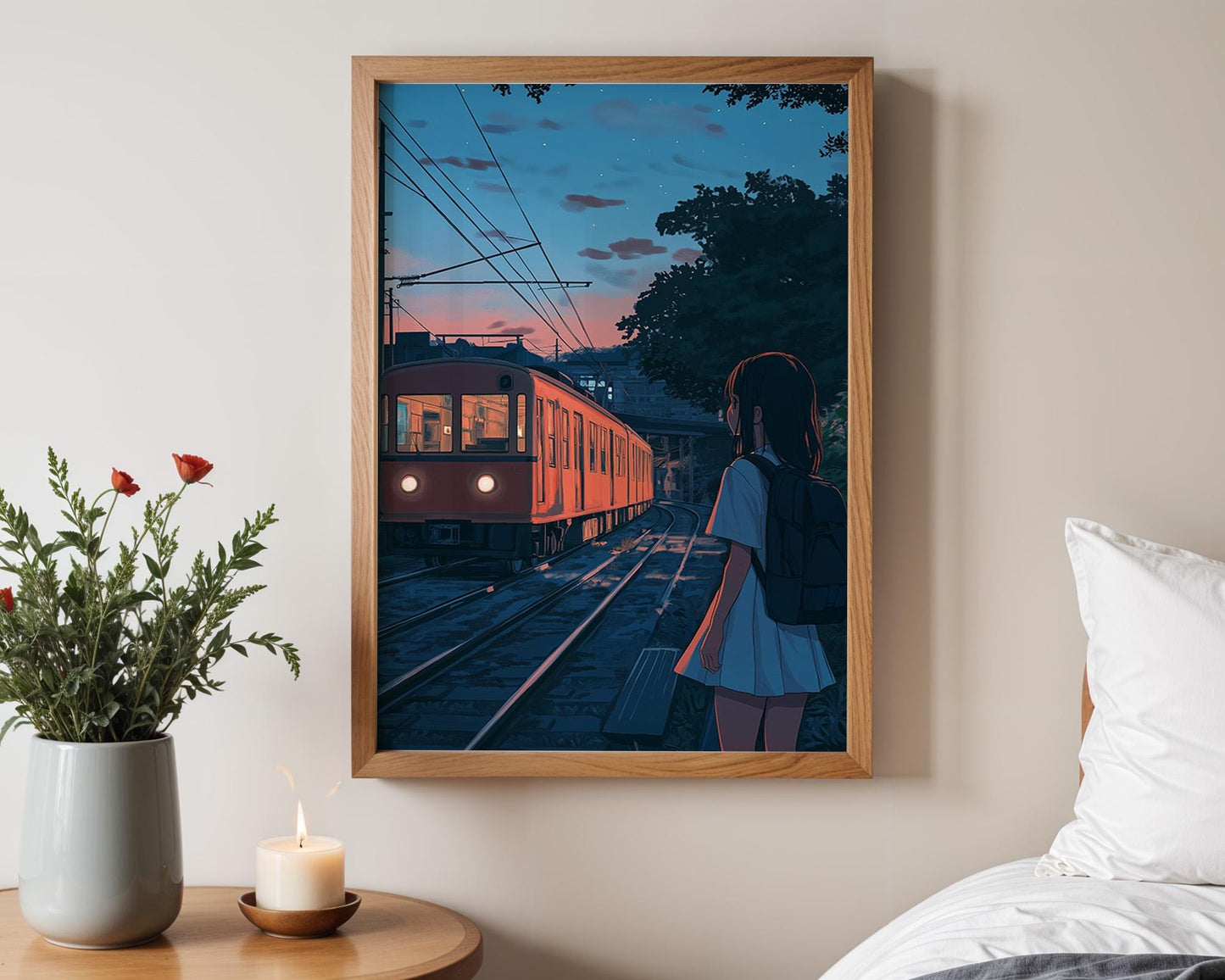 Japanese Wall Art | Lofi Anime Train Poster