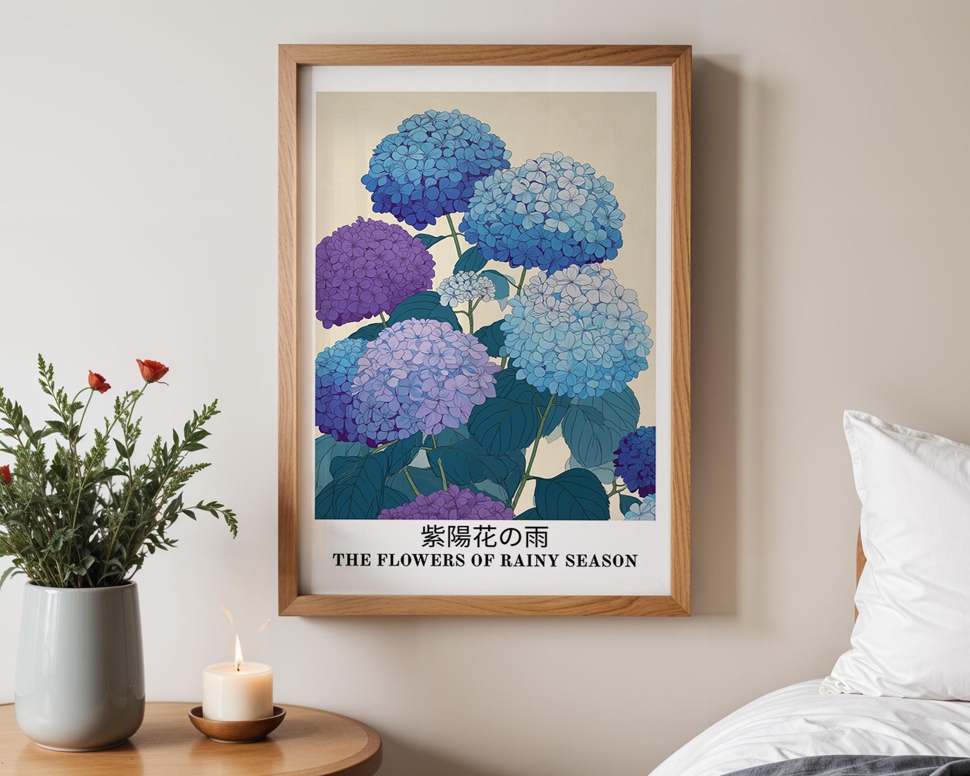 Japanese Wall Art | Japanese Hydrangea Art Print