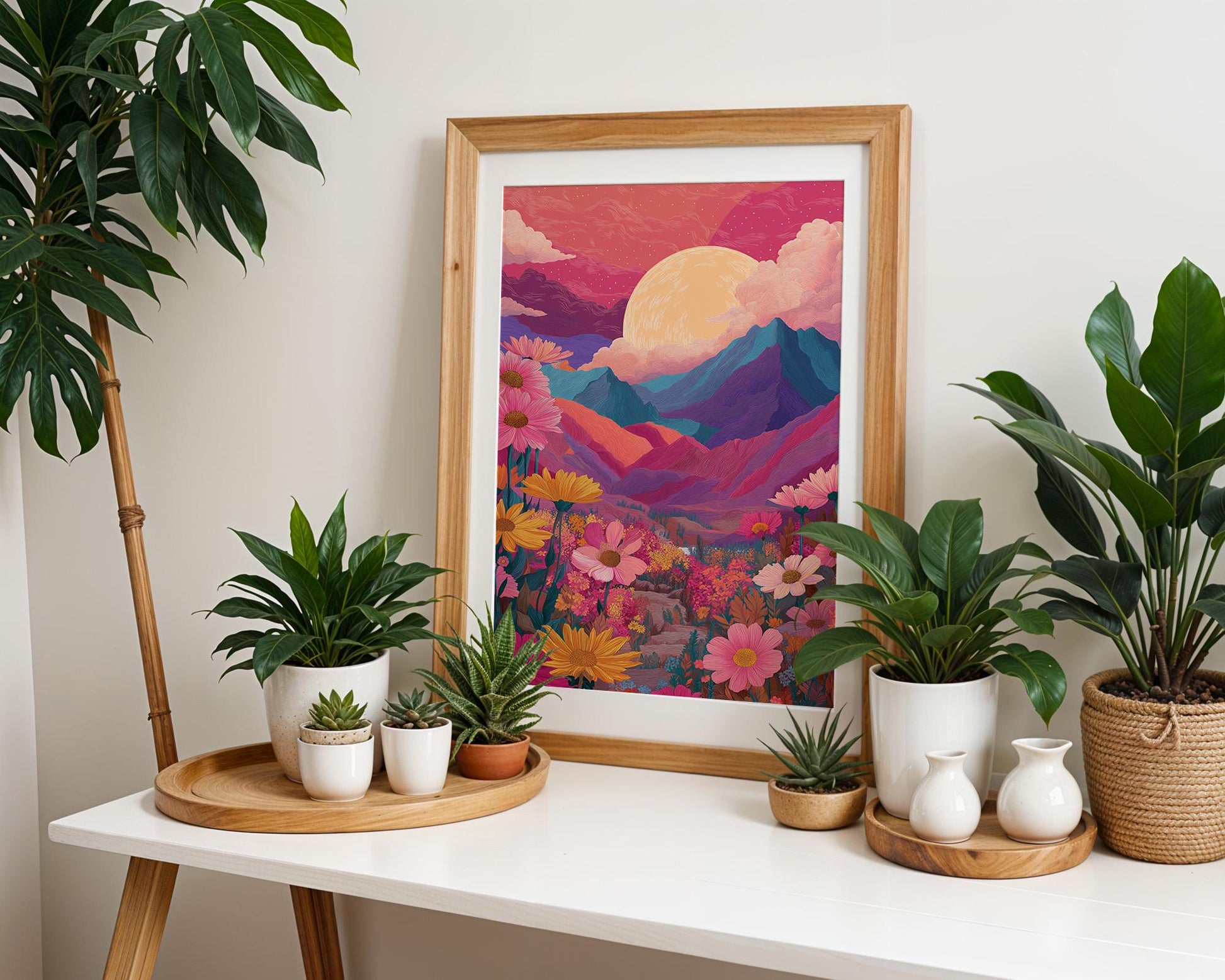 Dopamine Decor | Abstract Boho Sunset Mountain Decor
