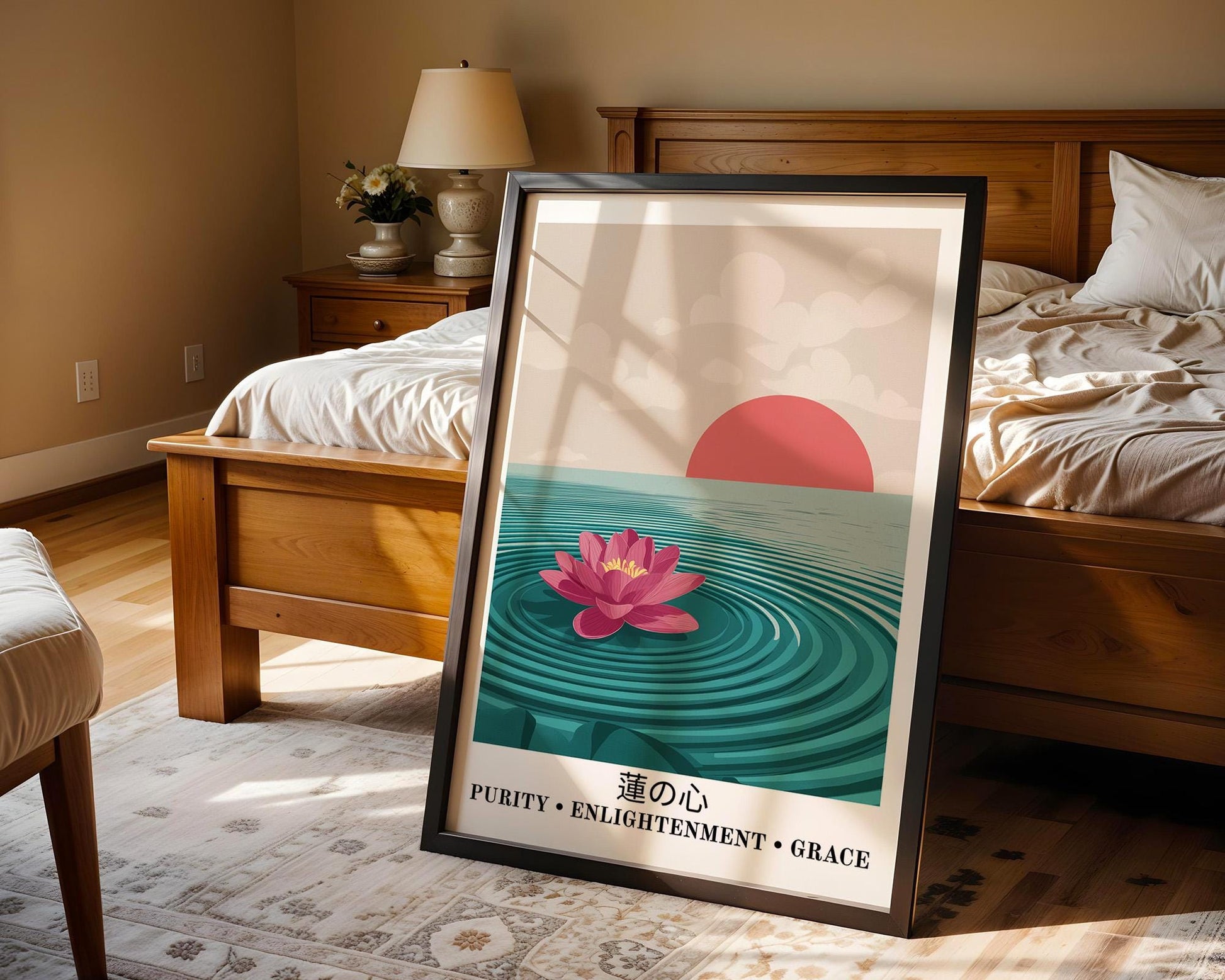 Japanese Wall Art | Japanese Lotus Flower Print