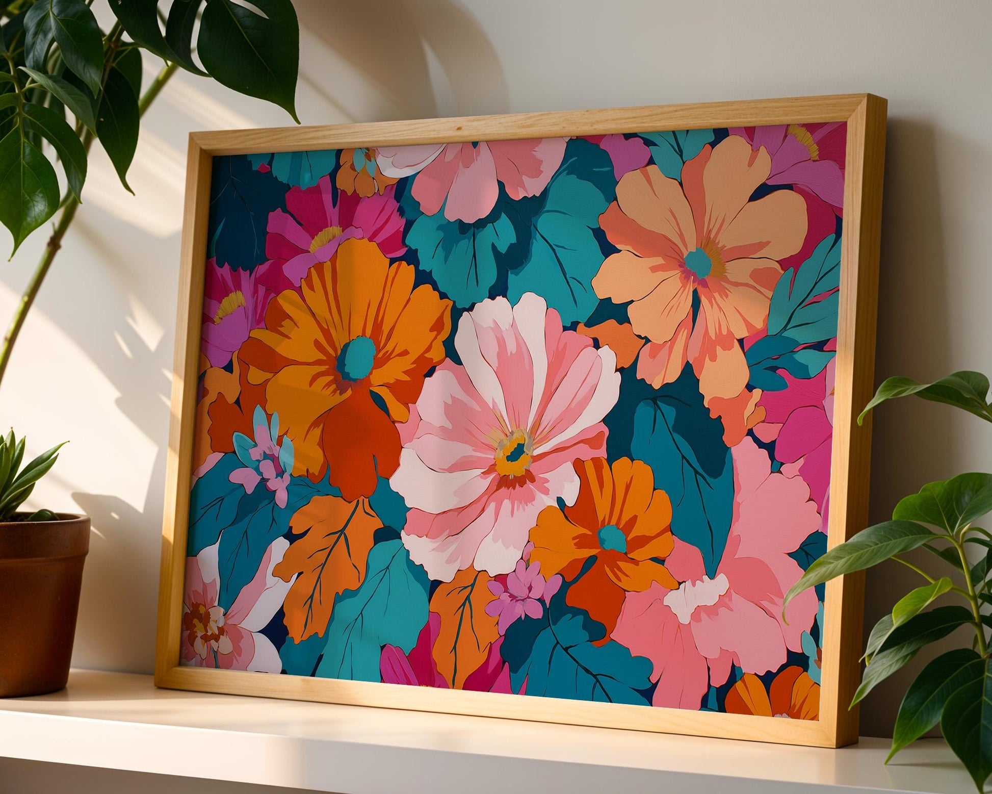 Bathroom Wall Art | Colorful Floral Abstract Botanical Prints