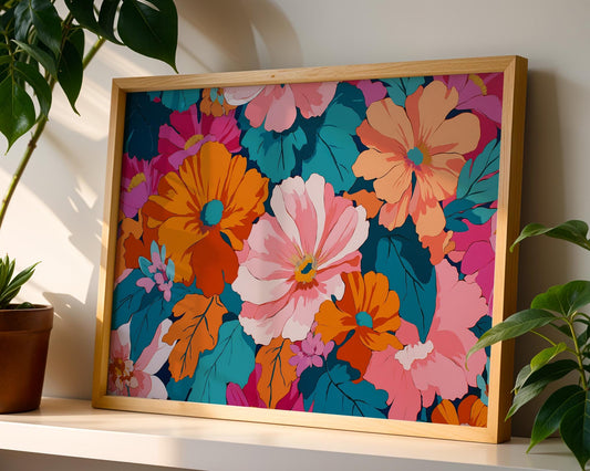 Bathroom Wall Art | Colorful Floral Abstract Botanical Prints