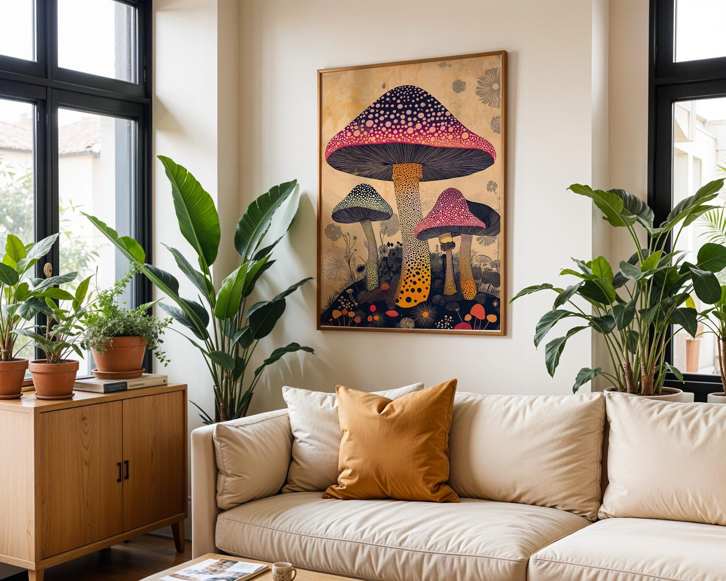 Japanese Wall Art | Mushroom Wall Decor