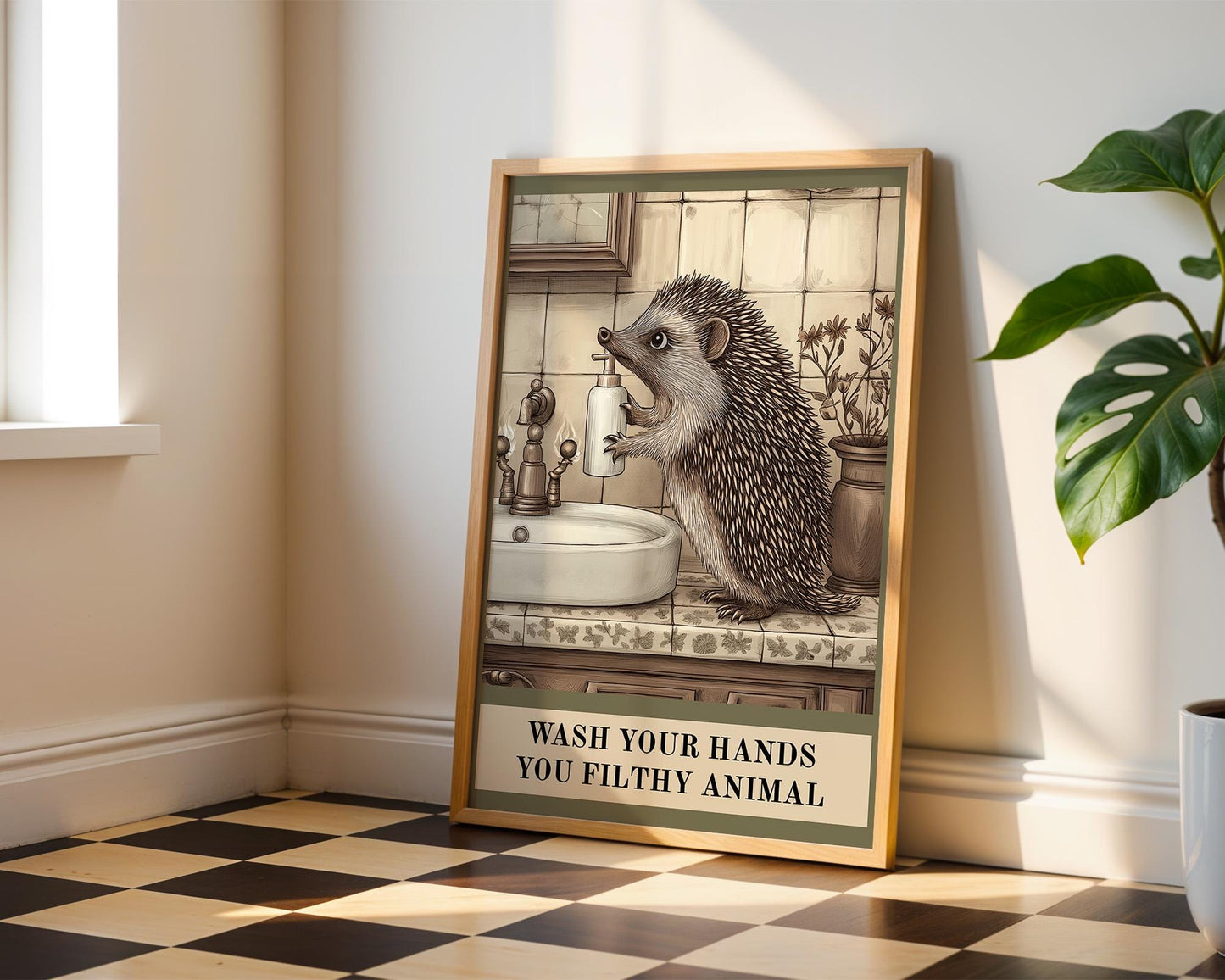 Bathroom Wall Art | Hedgehog Bathroom Decor