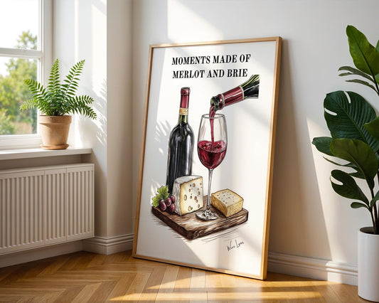 Kitchen Wall Art | Merlot and Brie Art