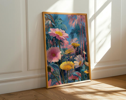 Maximalist Floral Wall Art | Vibrant Abstract Desert Oasis Print