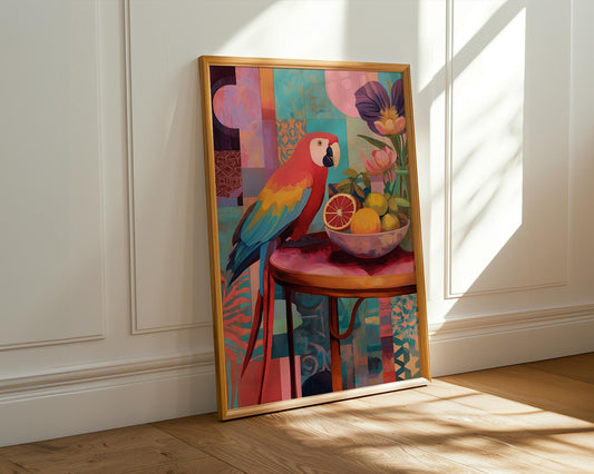Dopamine Decor | Retro Parrot Poster