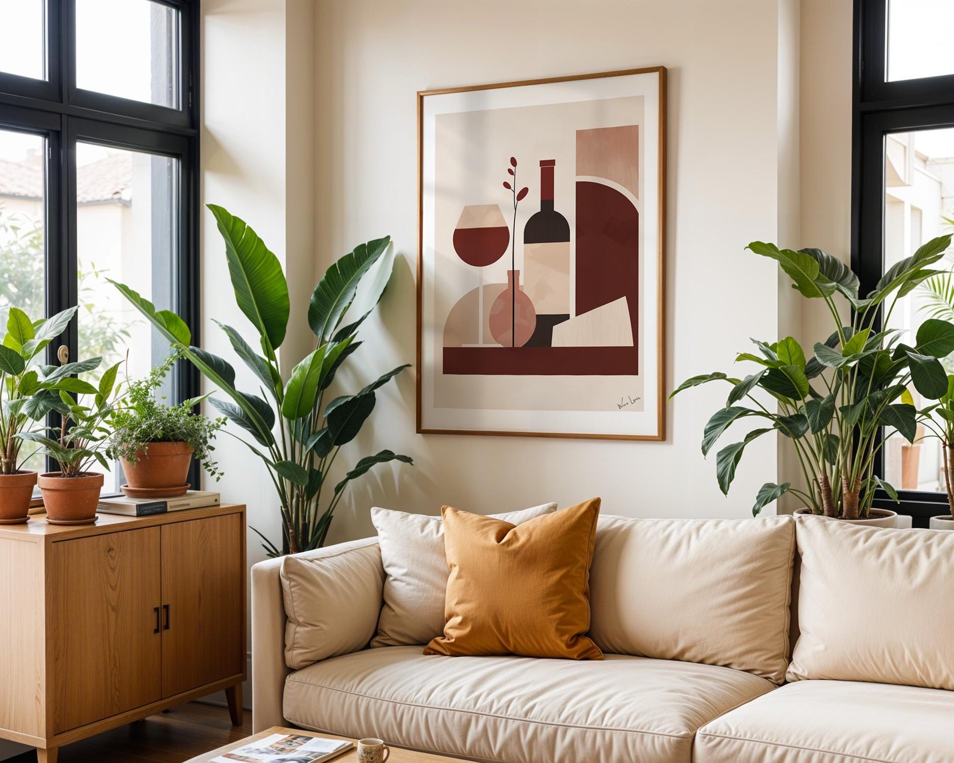 Kitchen Wall Art | Minimalist Wine Kitchen Wall Art