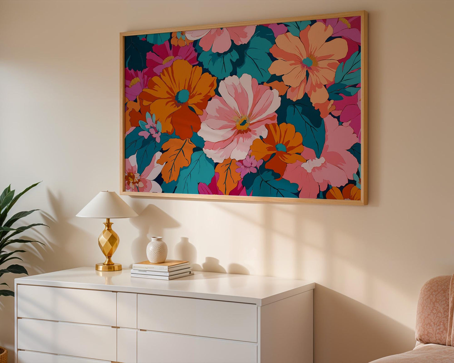 Bathroom Wall Art | Colorful Floral Abstract Botanical Prints