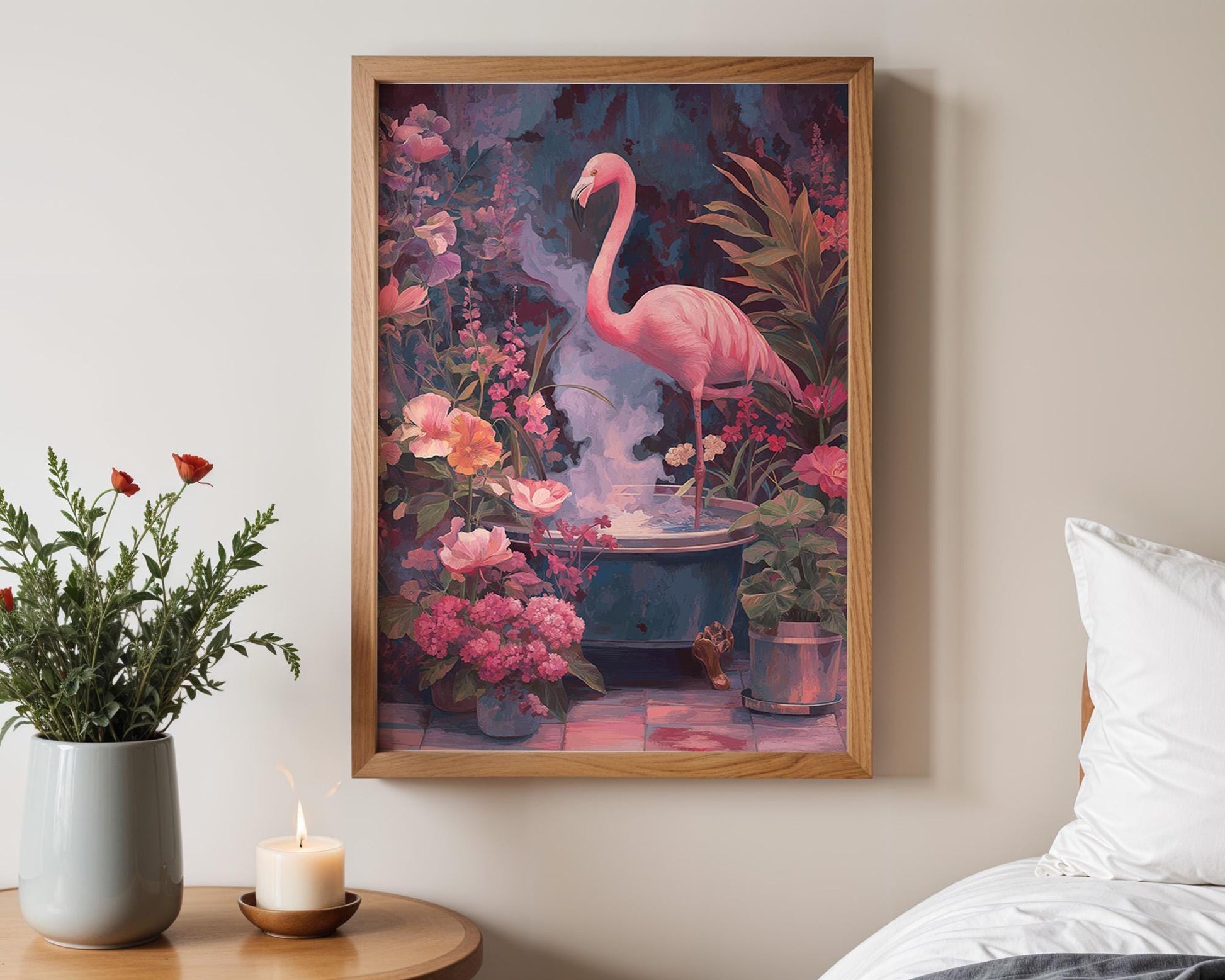 Bathroom Wall Art | Flamingo Bathroom Decor