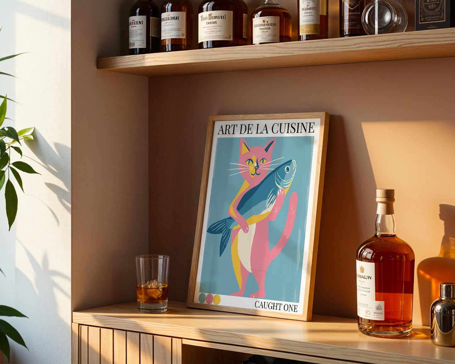 Kitchen Wall Art | Cat and Fish Poster Print