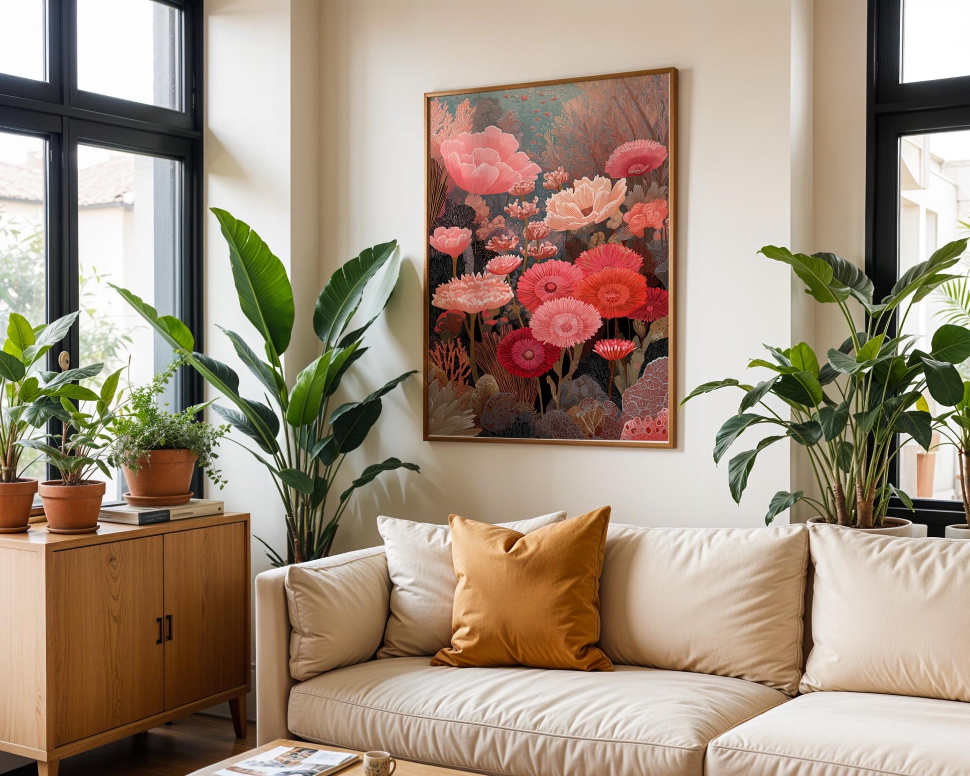 Maximalist Coral Reef Wall Art | Vibrant Abstract Floral Print