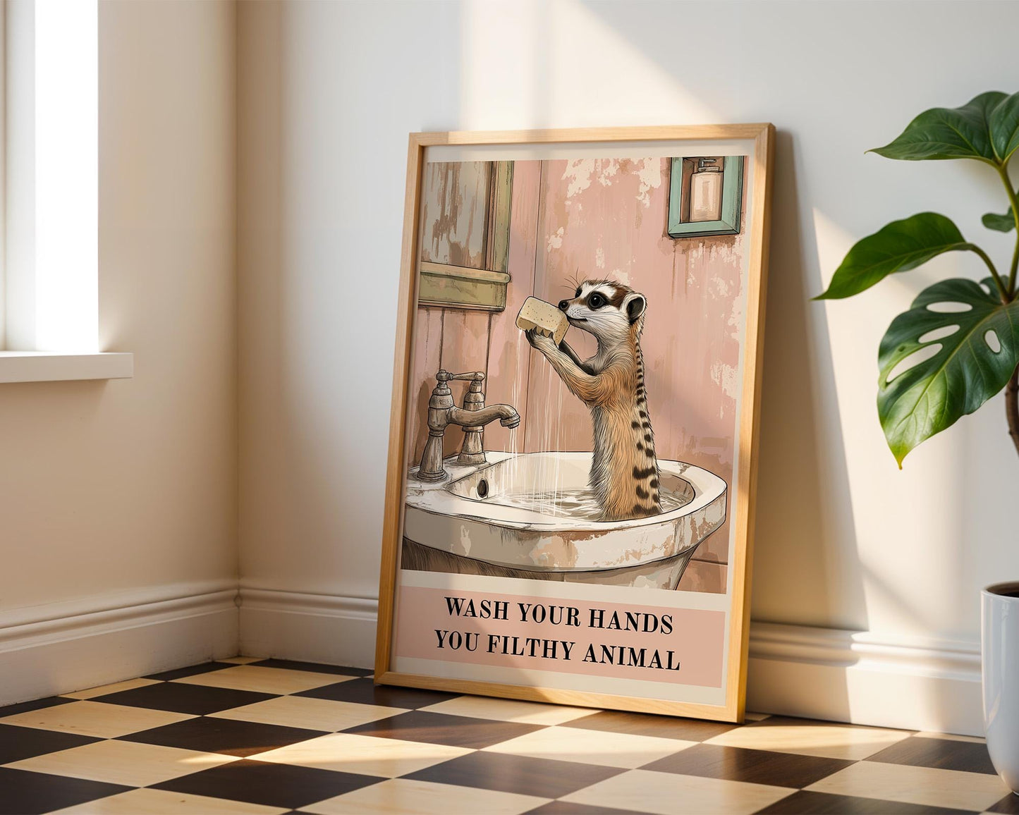 Bathroom Wall Art | Funny Meerkat Poster