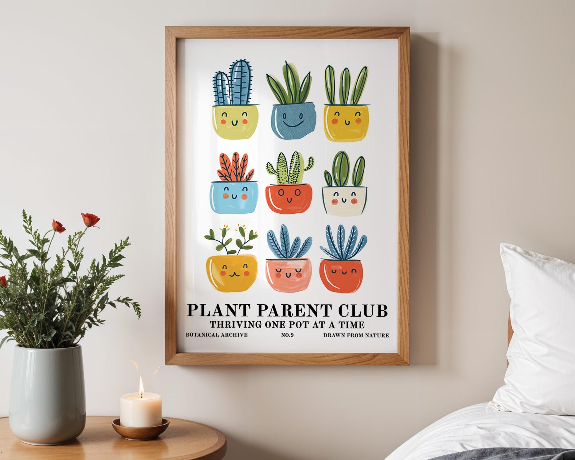 Flower Wall Decor | Smiling Plant Pot Print