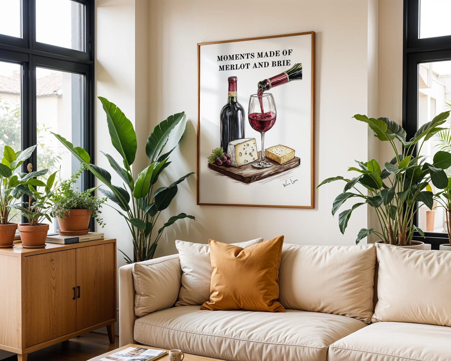 Kitchen Wall Art | Merlot and Brie Art