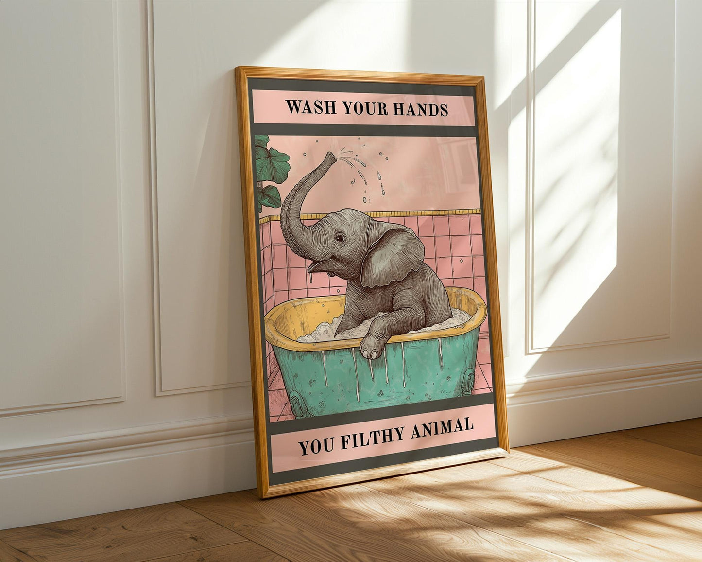 Bathroom Wall Art | Funny Elephant Bathroom Poster