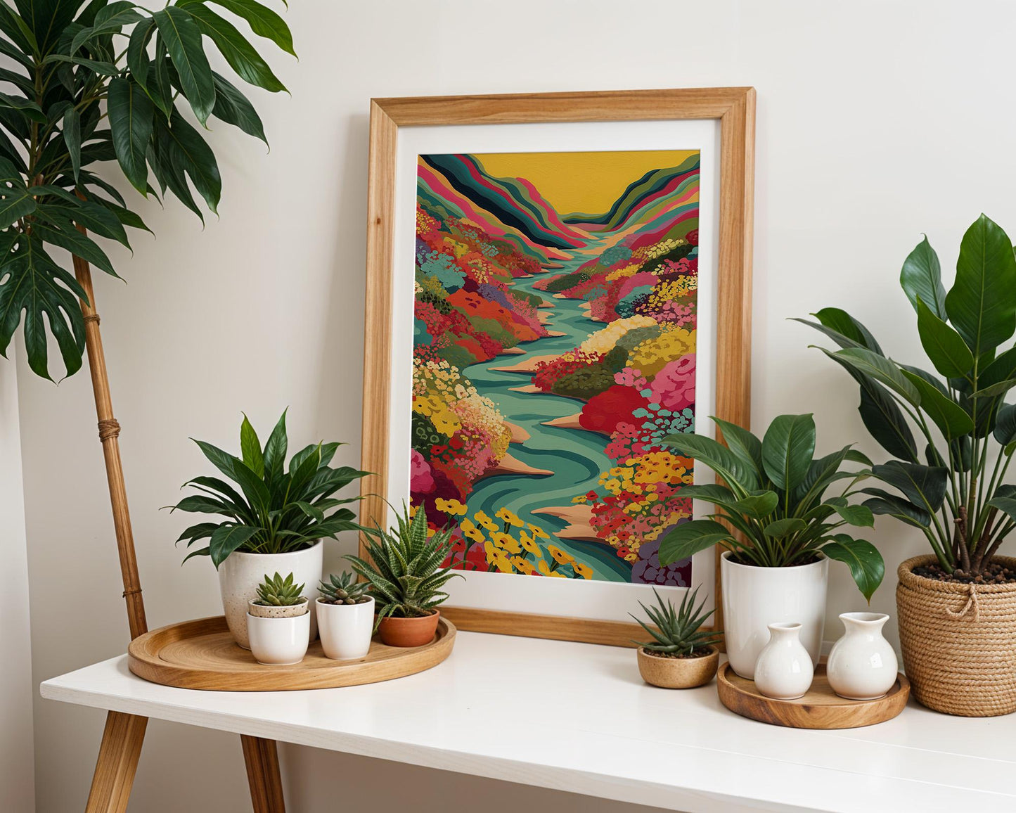 Maximalist Retro Wall Art | Abstract Boho Landscape Print