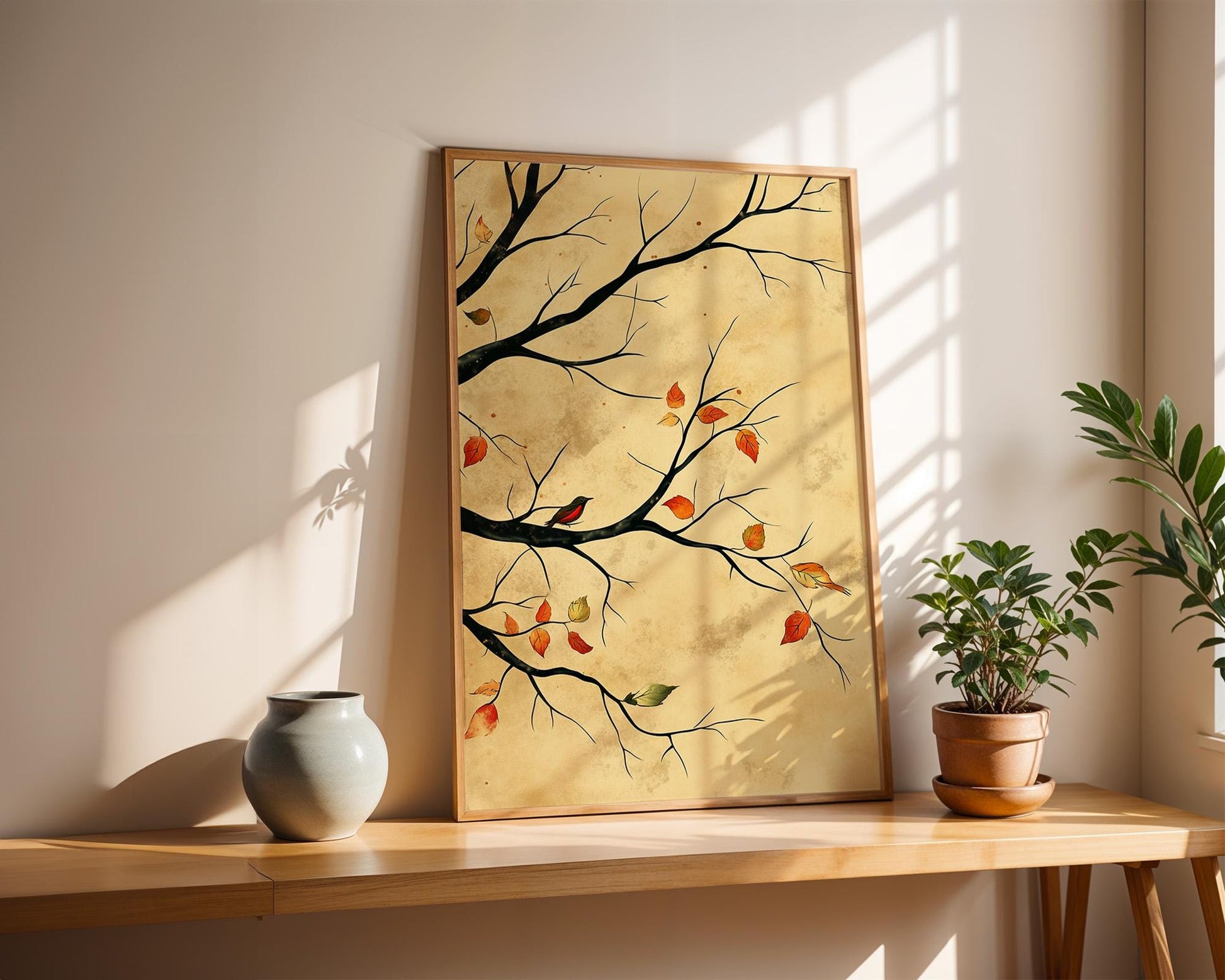 Flower Wall Decor | Autumn Tree Bird Art