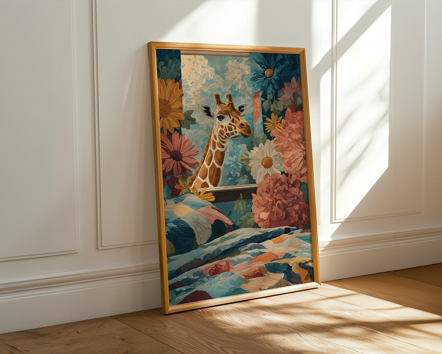 Dopamine Decor | Giraffe Quirky Animal Floral Print