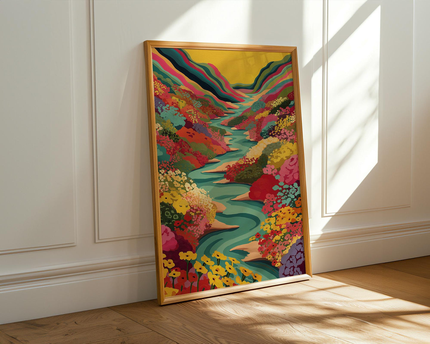 Maximalist Retro Wall Art | Abstract Boho Landscape Print