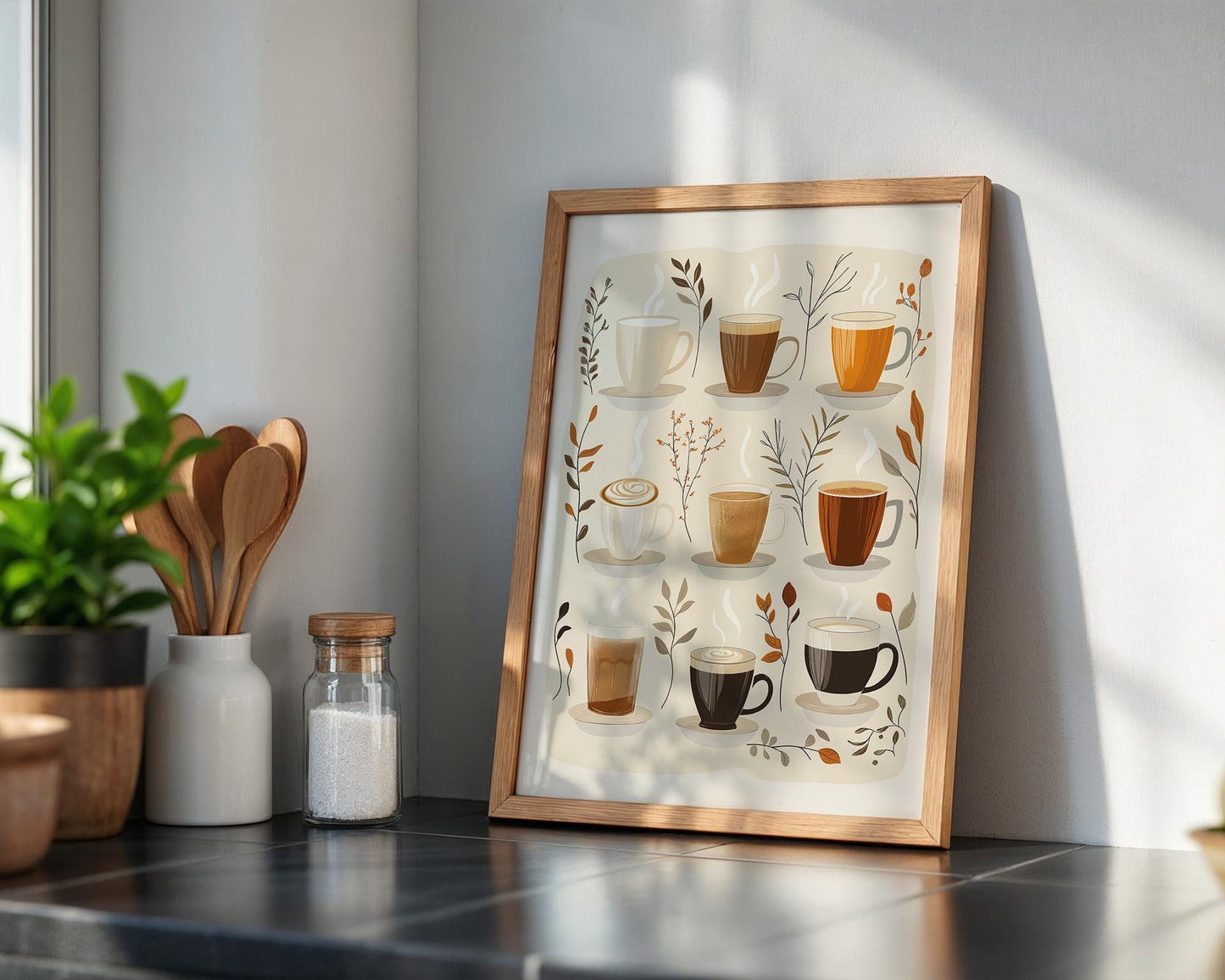 Kitchen Wall Art | Minimalist Coffee Cup Art