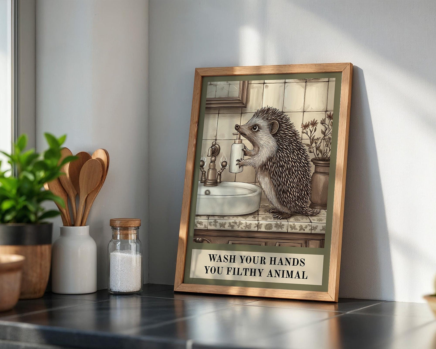 Bathroom Wall Art | Hedgehog Bathroom Decor