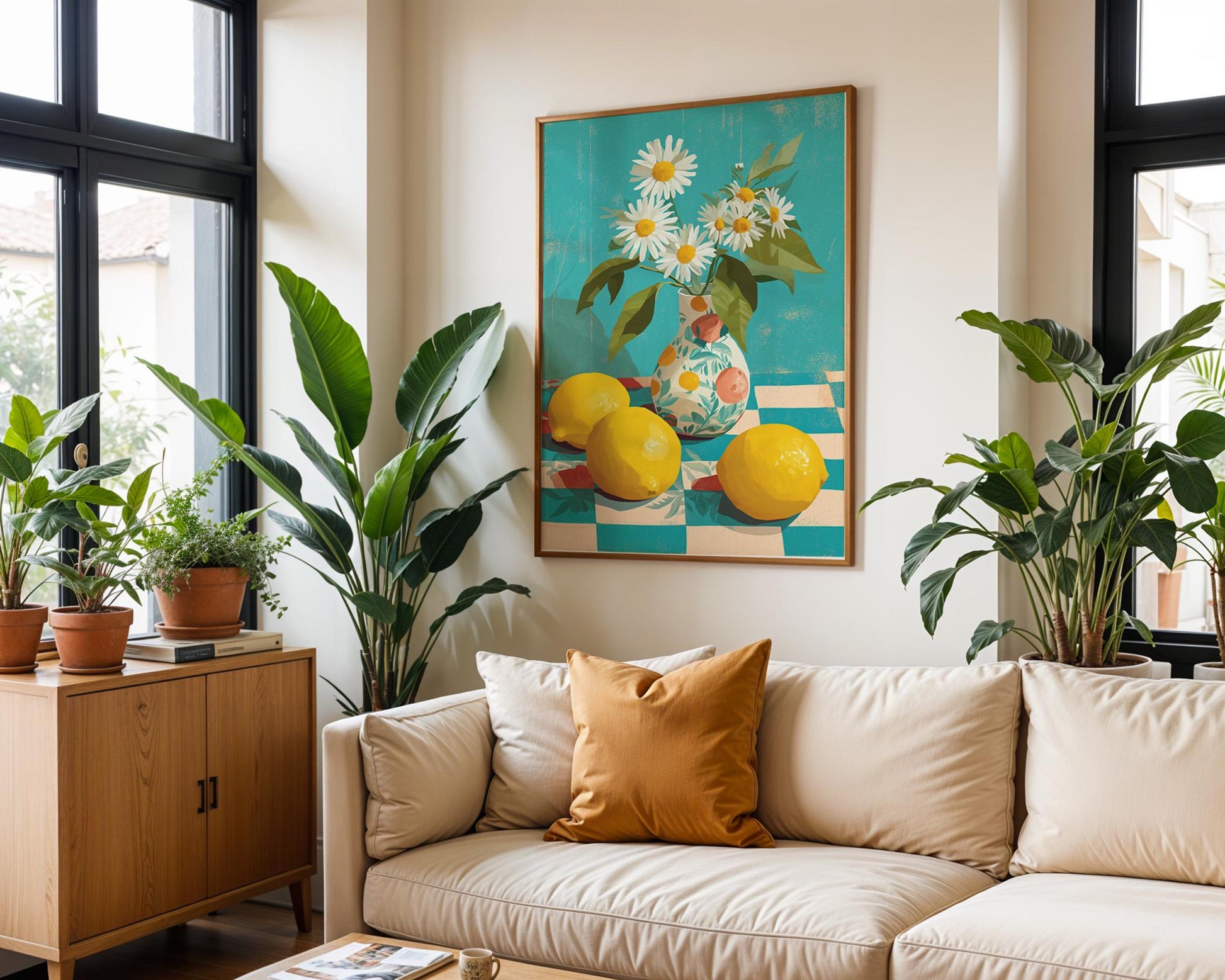 Maximalist Wall Art | 1970s Kitchen Art Abstract Floral Print