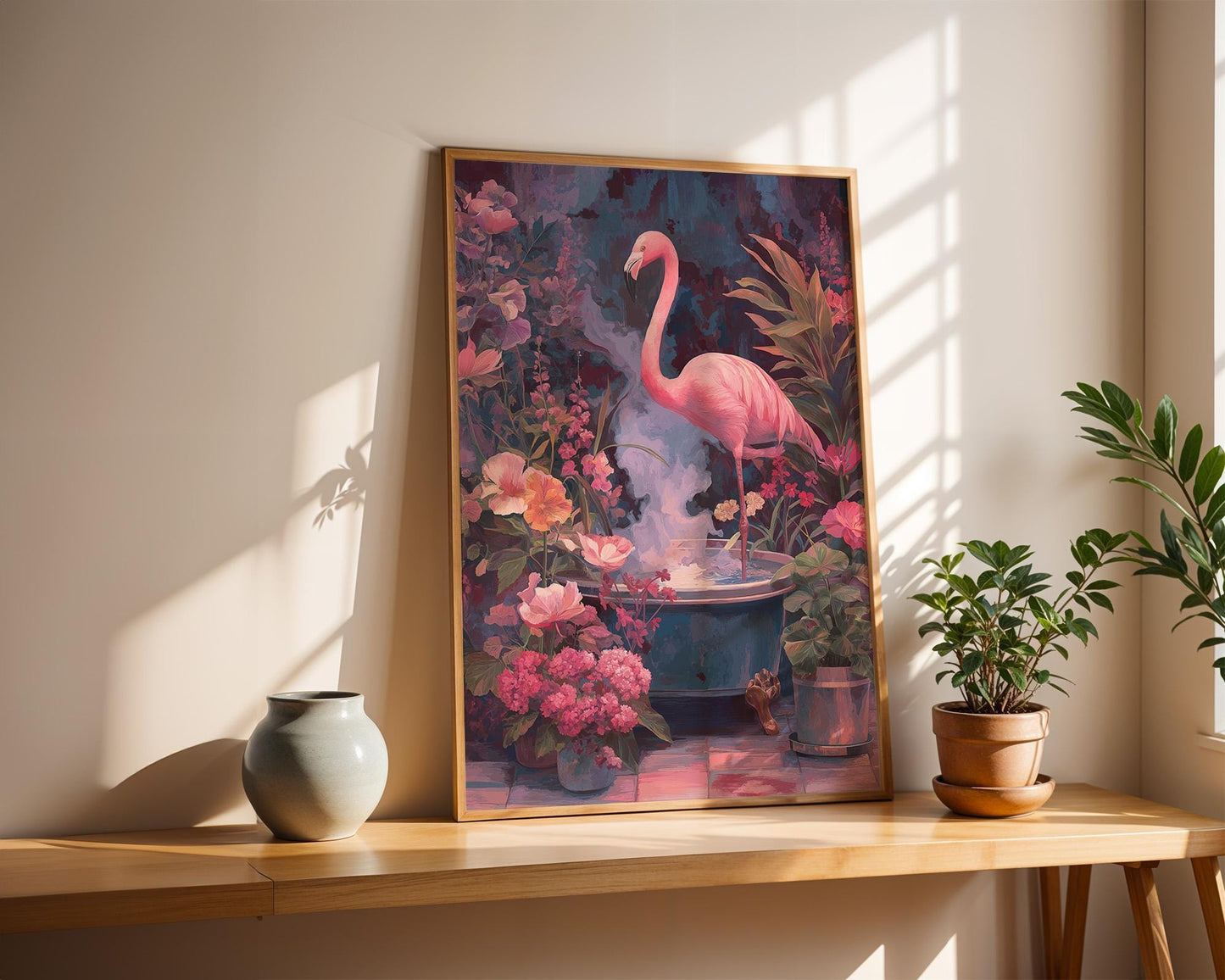 Bathroom Wall Art | Flamingo Bathroom Decor