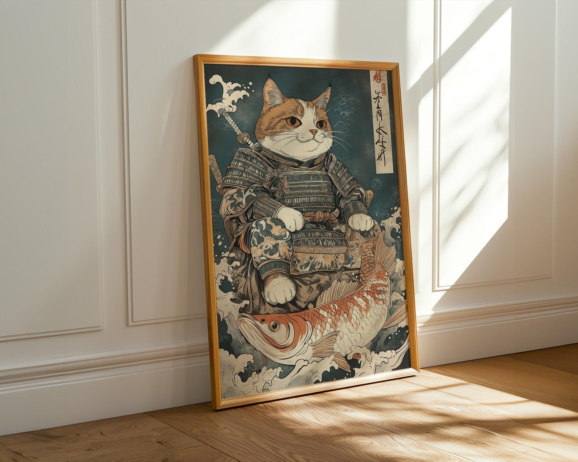 Japanese Wall Art | Japanese Samurai Cat Poster