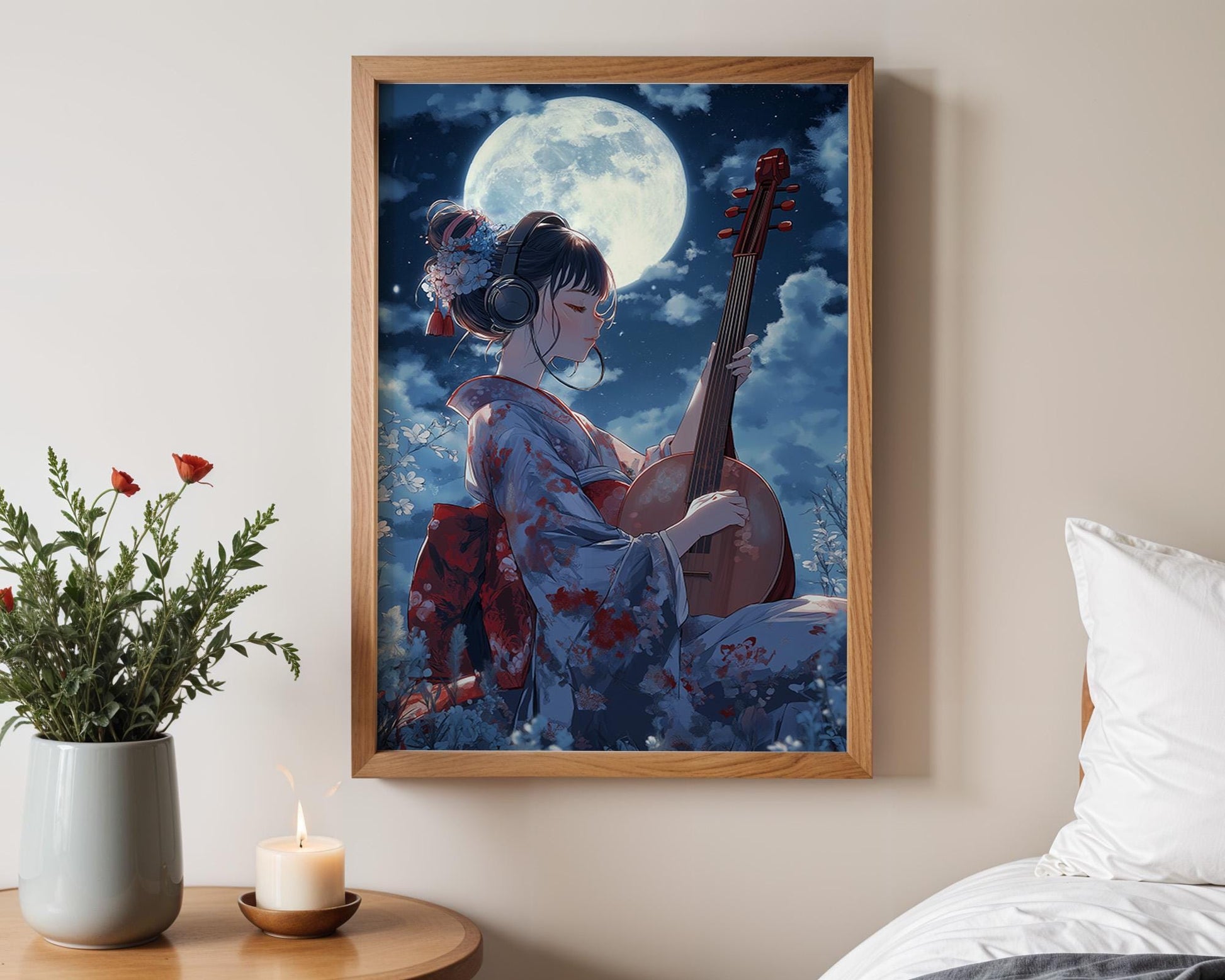 Japanese Wall Art | Anime Girl Guitar Art Print