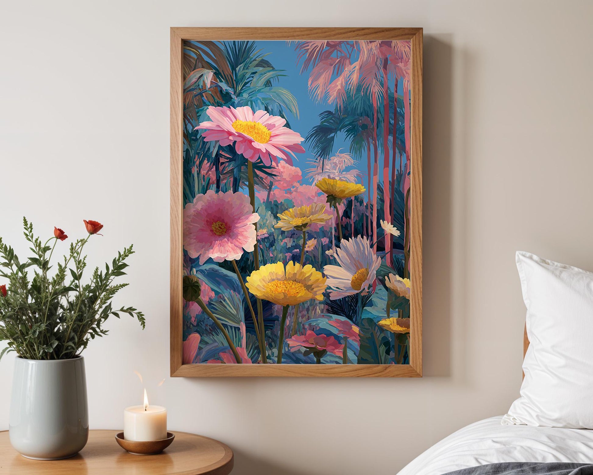 Maximalist Floral Wall Art | Vibrant Abstract Desert Oasis Print