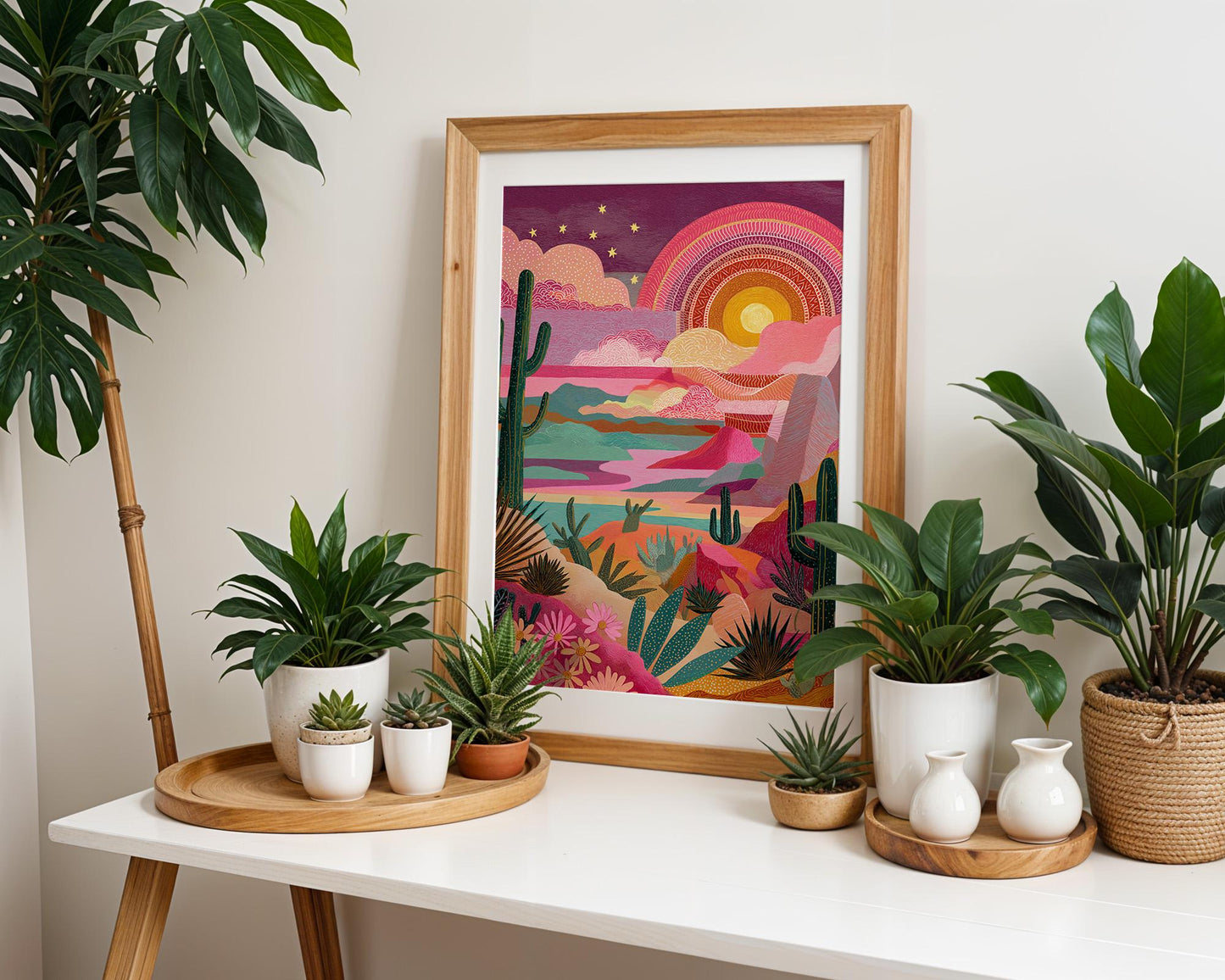 Maximalist Floral Wall Art | Abstract Boho Desert Landscape Print