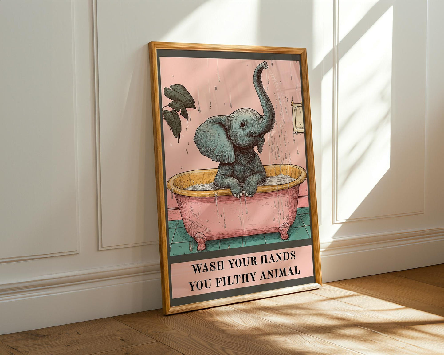 Bathroom Wall Art | Funny Elephant Bathroom Poster