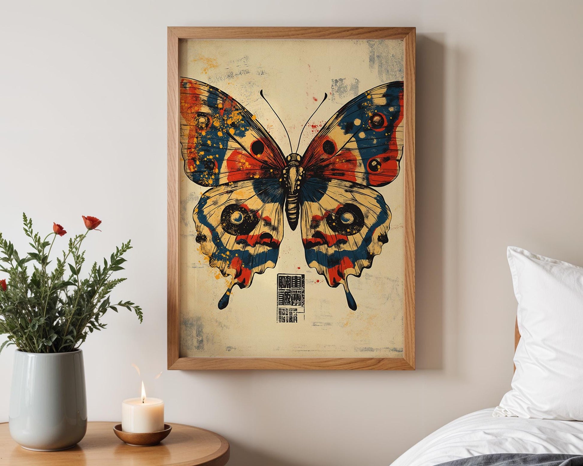 Japanese Wall Art | Vintage Japanese Butterfly Art