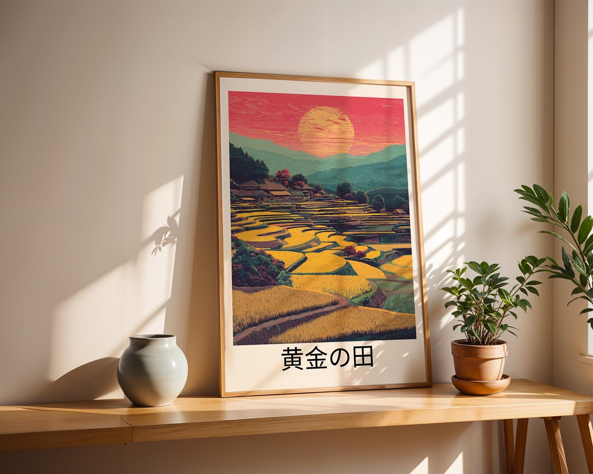 Japanese Wall Art | Sun Over The Rice Field