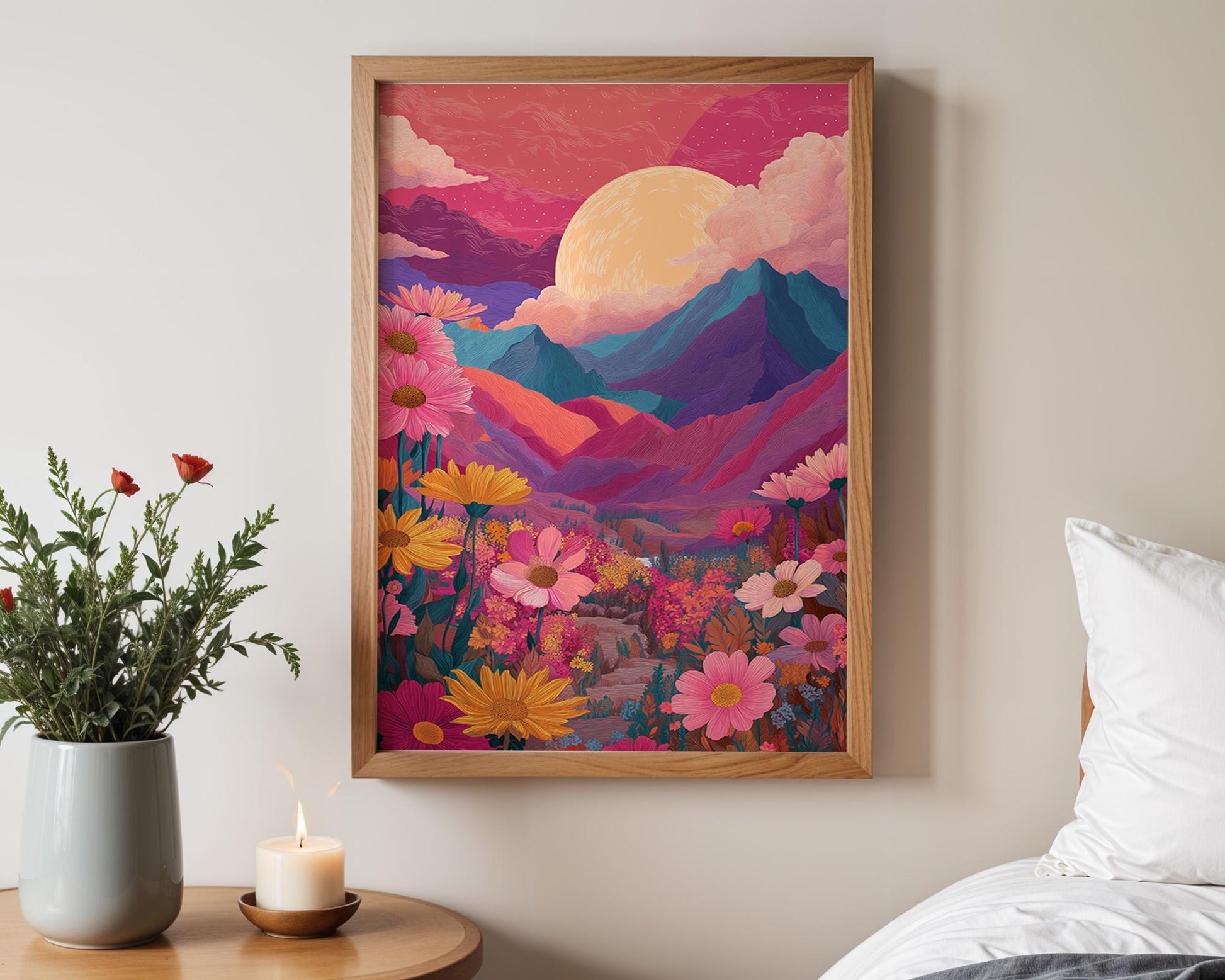 Dopamine Decor | Abstract Boho Sunset Mountain Decor
