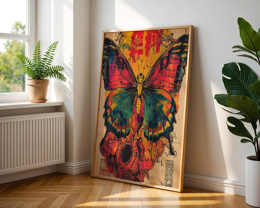 Japanese Wall Art | Vintage Butterfly Poster