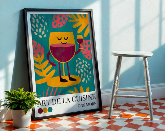Red Wine Kitchen Wall Art | Dopamine Decor | Maximalist Wall Art