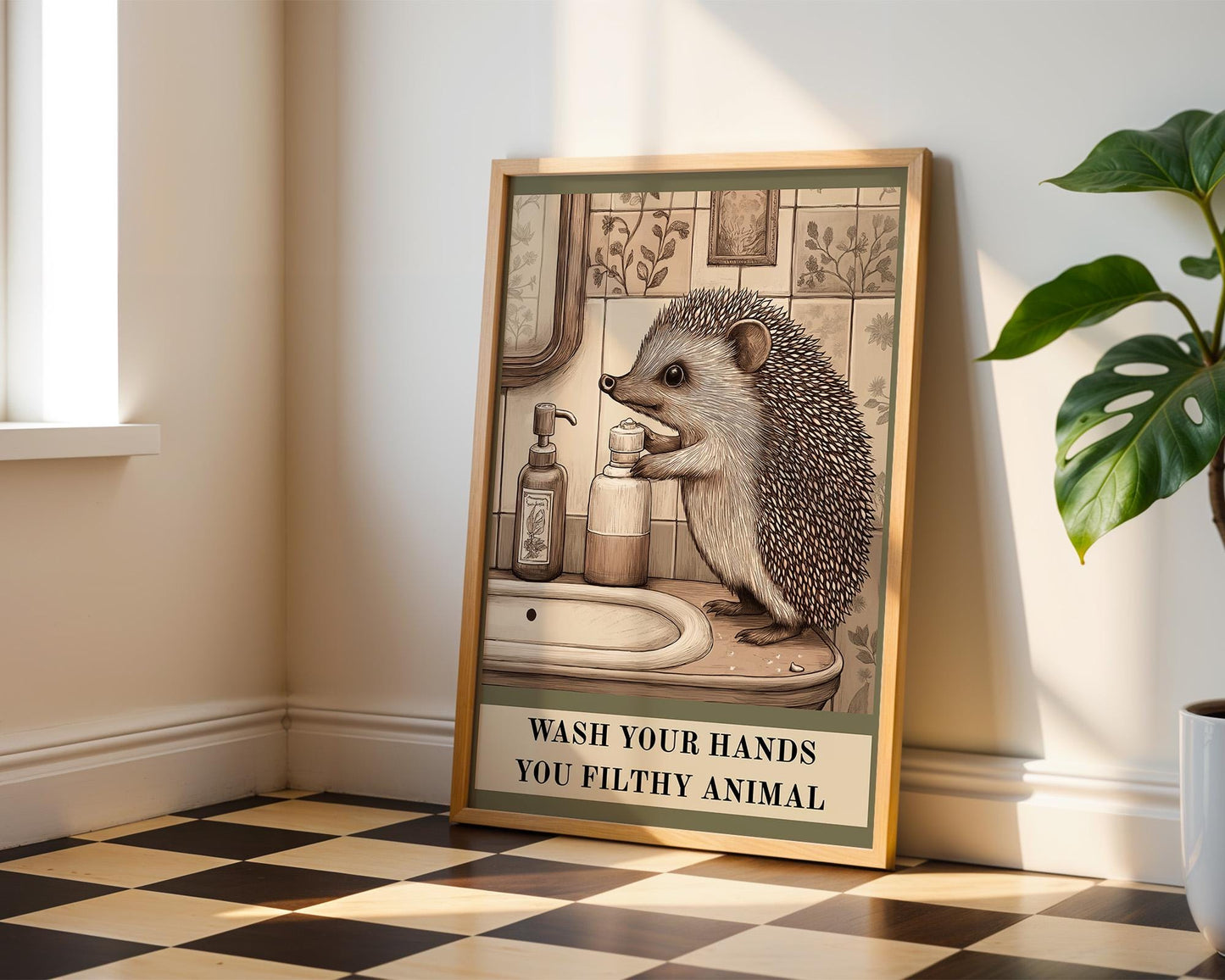 Bathroom Wall Art | Hedgehog Bathroom Decor