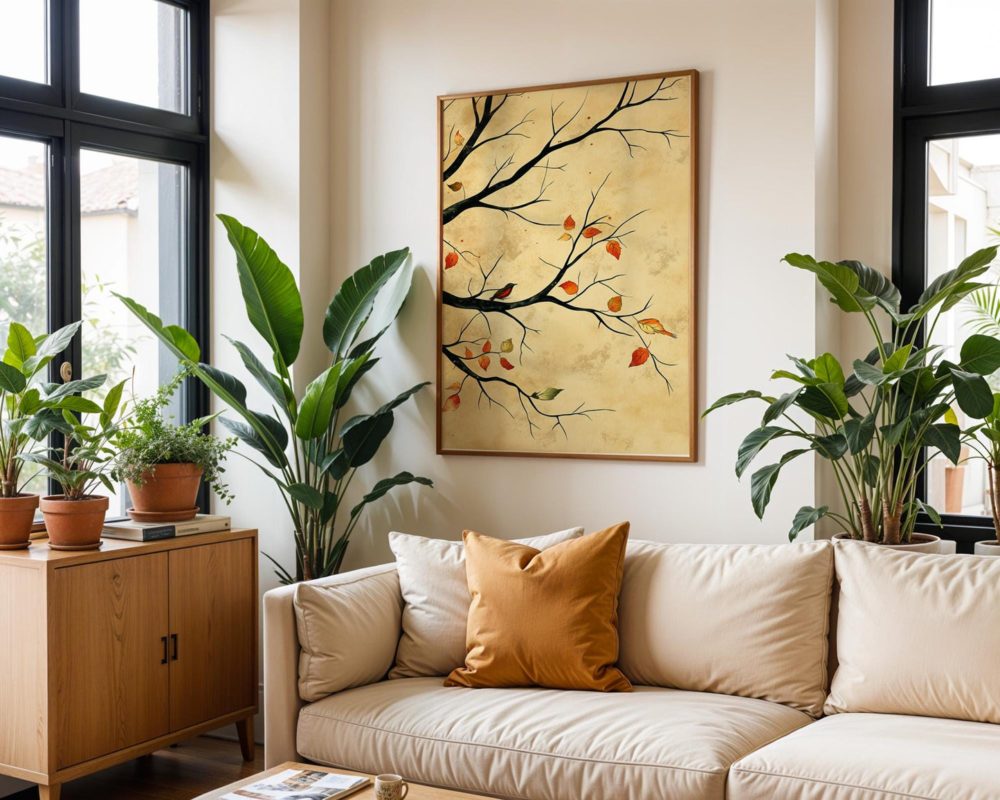 Flower Wall Decor | Autumn Tree Bird Art