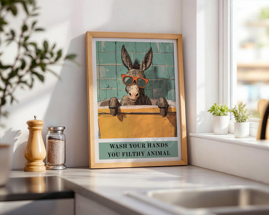 Bathroom Wall Art | Funny Donkey Bathroom Decor