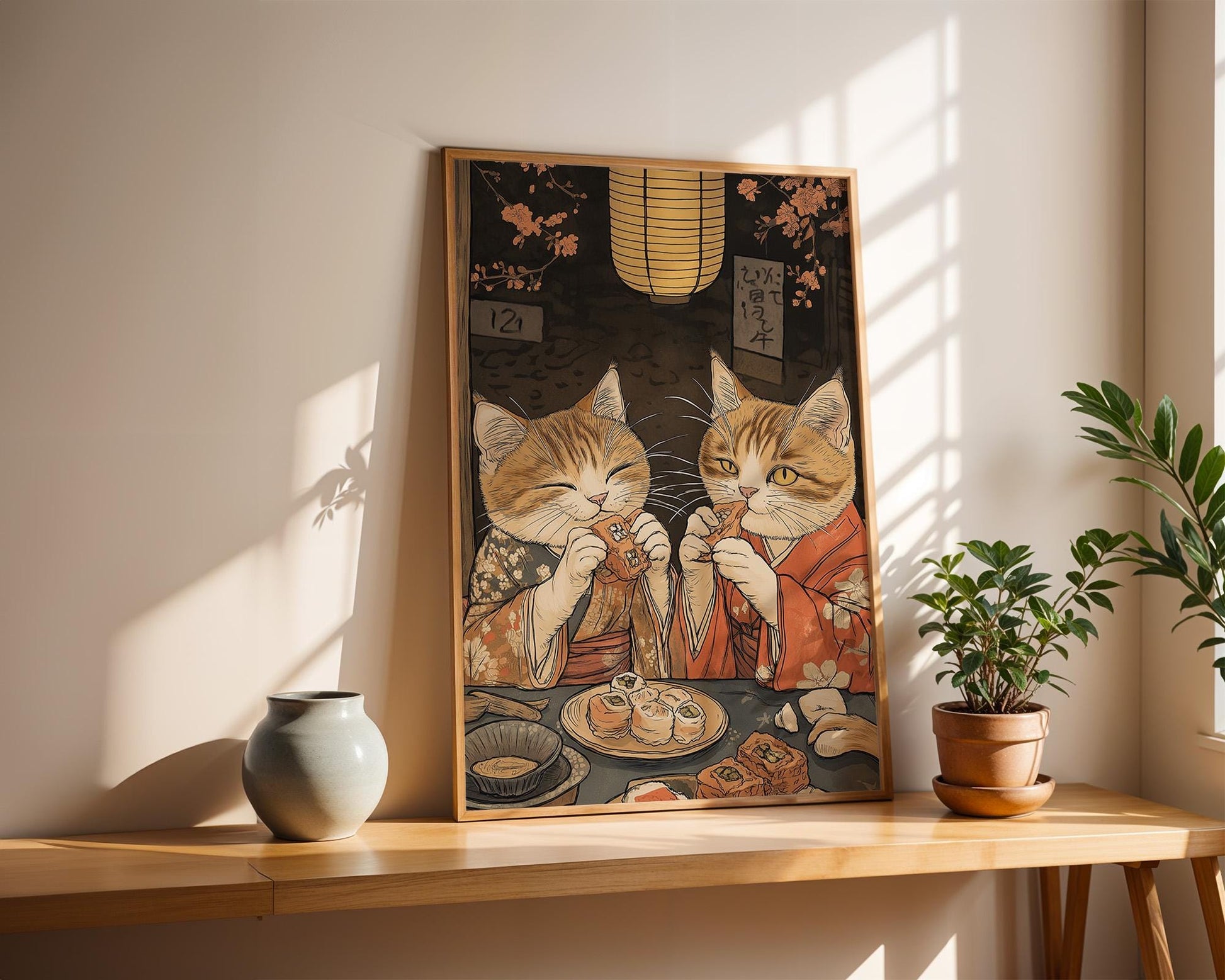 Japanese Wall Art | Japanese Cat Sushi Art