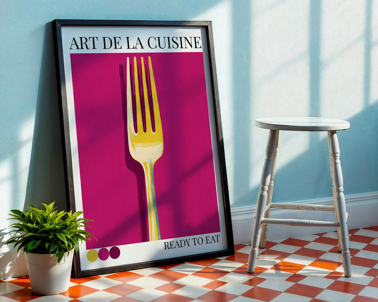 Kitchen Wall Art | Big Pink Fork Art Print
