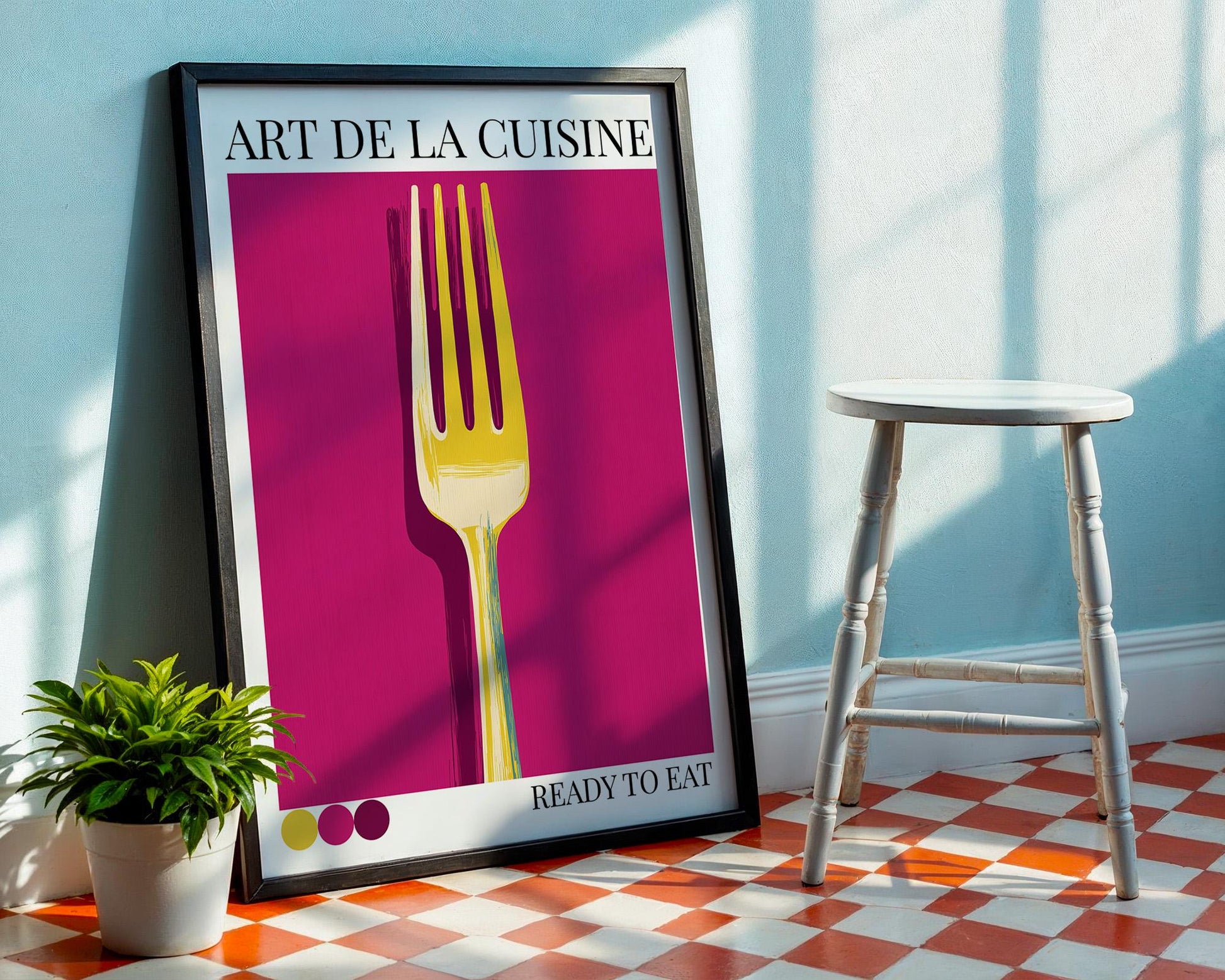 Kitchen Wall Art | Big Pink Fork Art Print