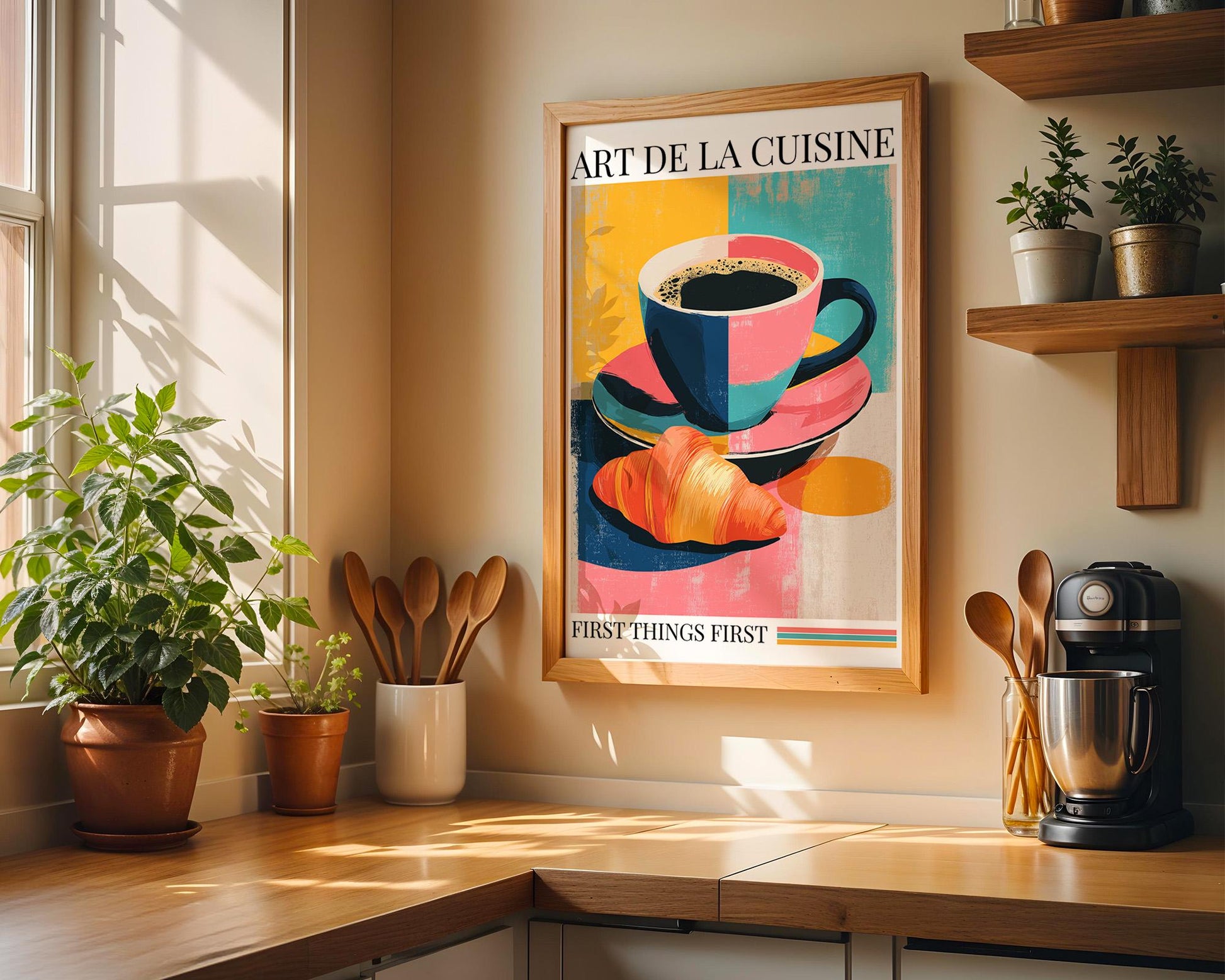 Kitchen Wall Art | Coffee and Croissant Art