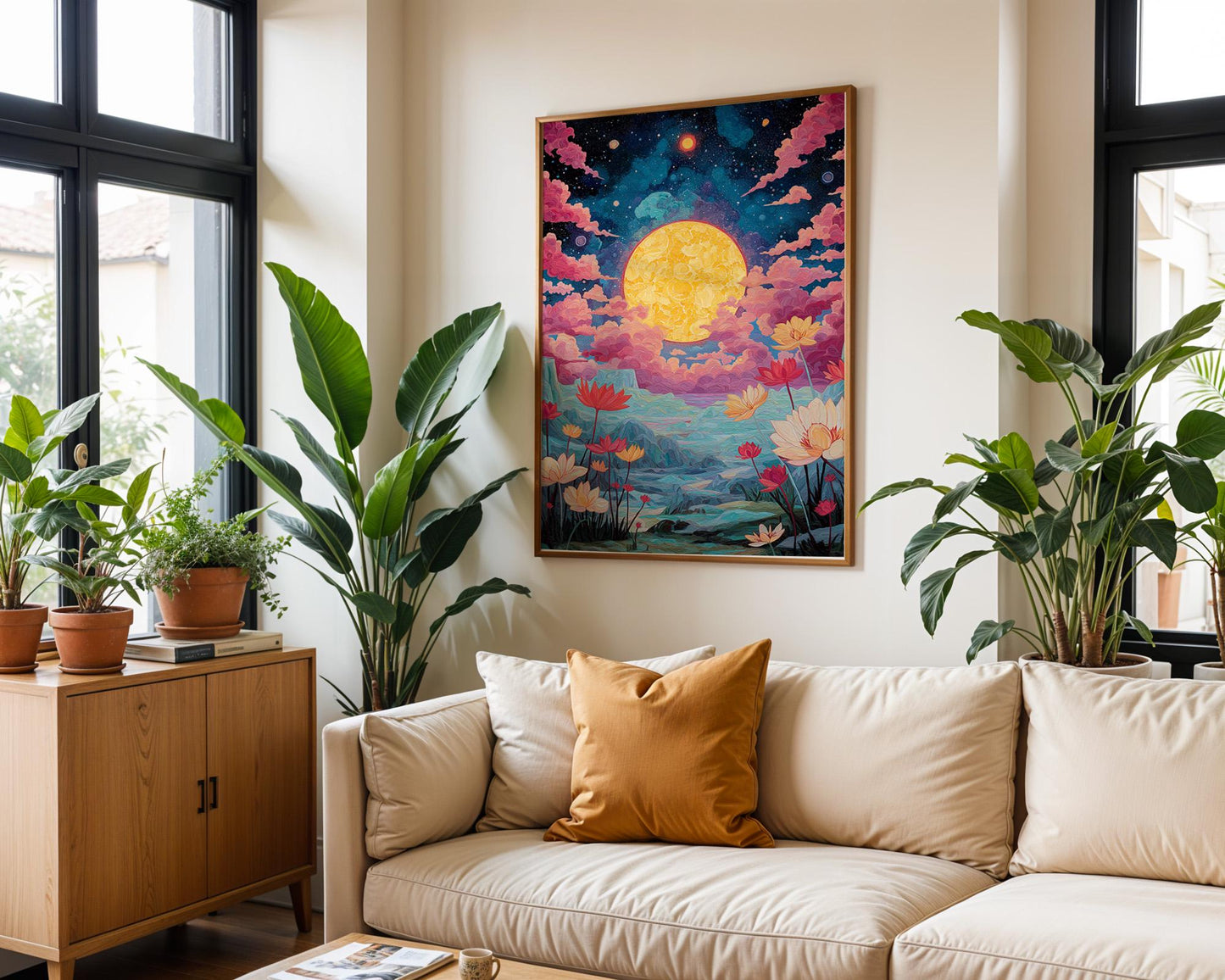 Dopamine Decor | Retro Abstract Cosmic Landscape Print