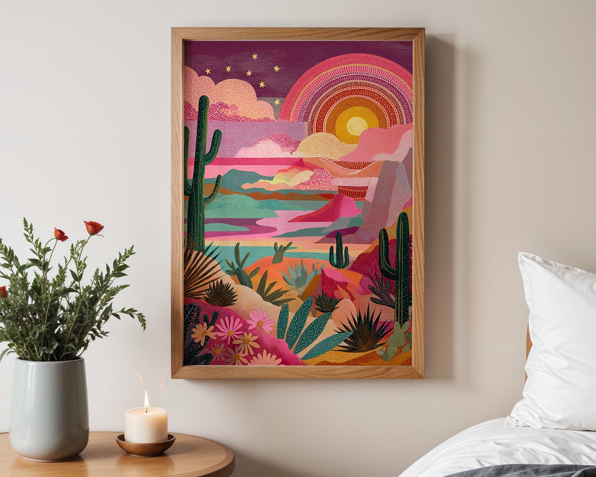 Maximalist Floral Wall Art | Abstract Boho Desert Landscape Print